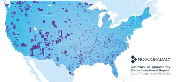 map of US showing opportunity zone investment areas