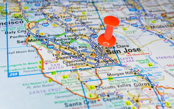 map with pin in San Jose