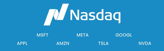 NASDAQ logo along with tech business logos
