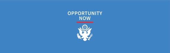Opportunity Now with an official seal