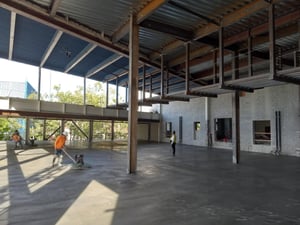 ground floor of Paseo project during construction