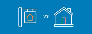 line drawing to compare renting versus owning a home