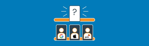 icons depicting Google. Apple, PWC
